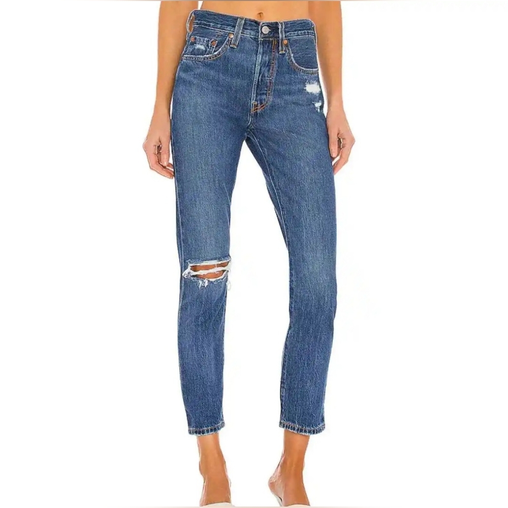Women's Levis High Rise Skinny Button Fly Premium Big E Jeans Size 31 x 32